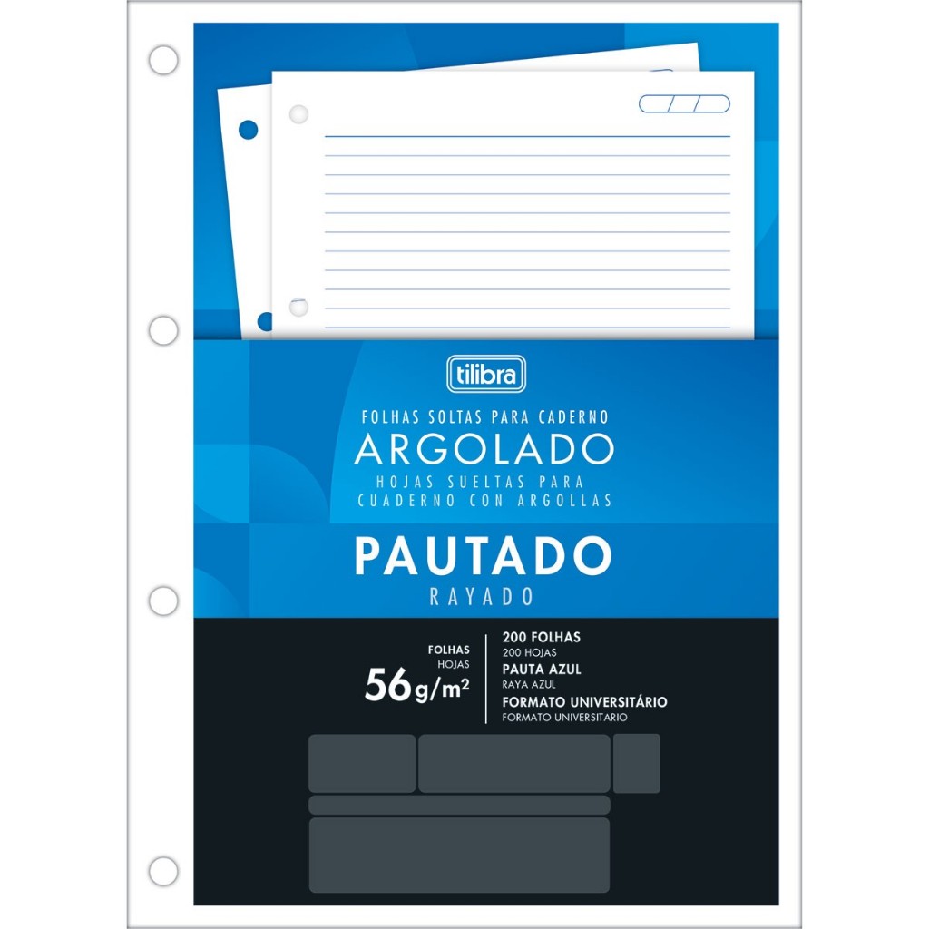 bloco Tilibra fichário - Bloco Tilibra Para Fichário Universitário 4 Furos 200 Fls