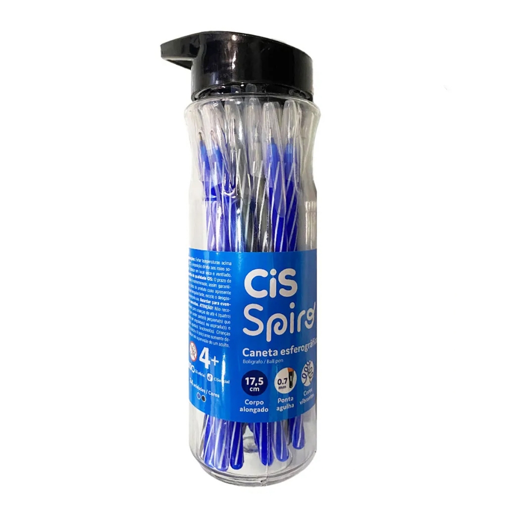 caneta esferográfica Cis - Caneta Esferográfica Cis Spiro 0.7mm com 24 Unidades