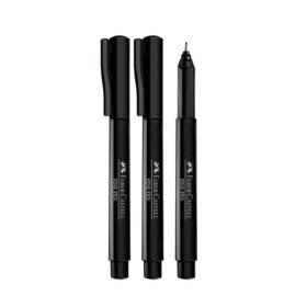 Caneta Faber Castell Fine Pen 0.4mm Preta Ponta Fina C/ 3 Un
