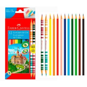 Lápis De Cor Faber Castell 10 Cores + 2 Bicolor Ecolápis