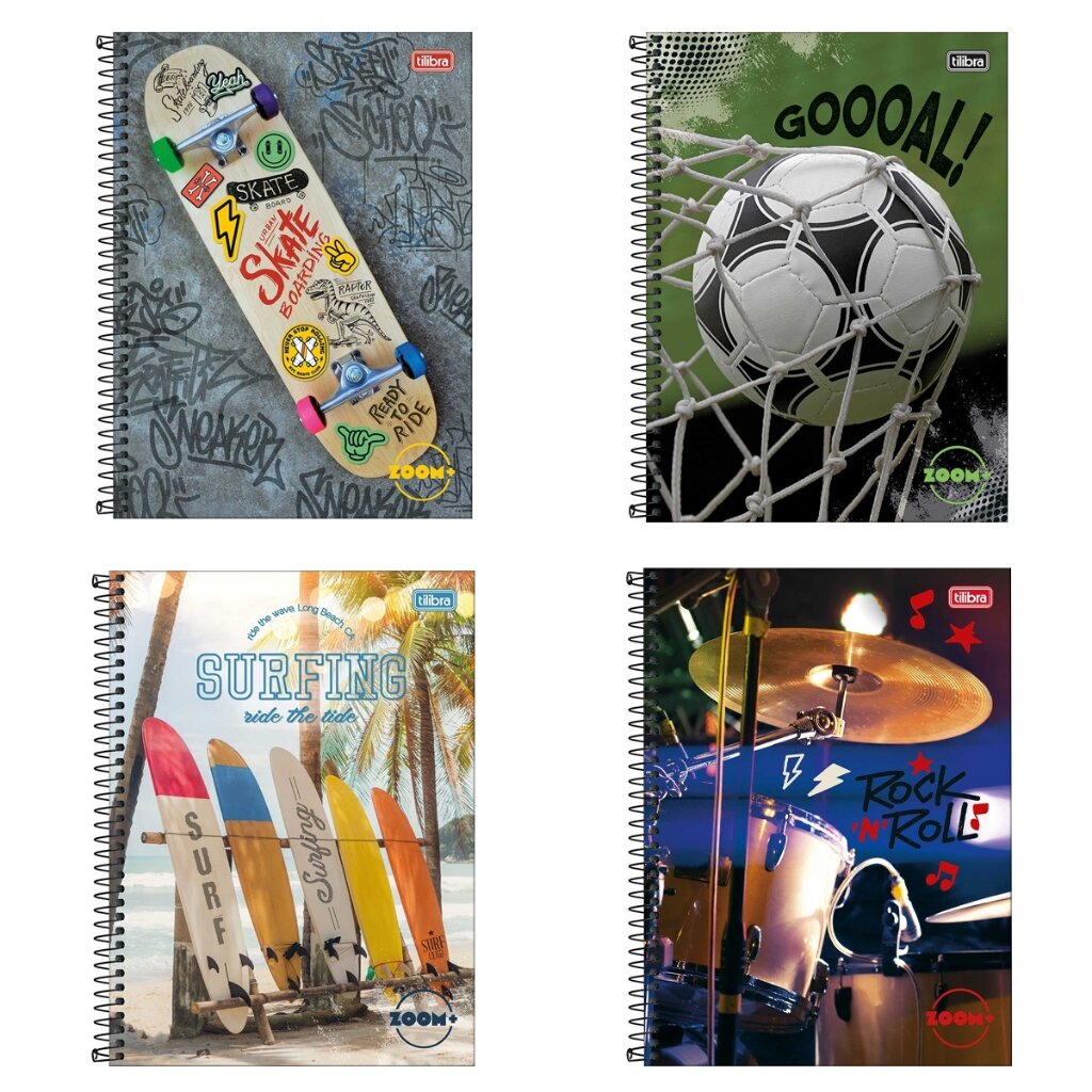 caderno universitário Tilibra - 4 Cadernos Espiral Universitário 1 Matéria Zoom+ Masculino Tilibra