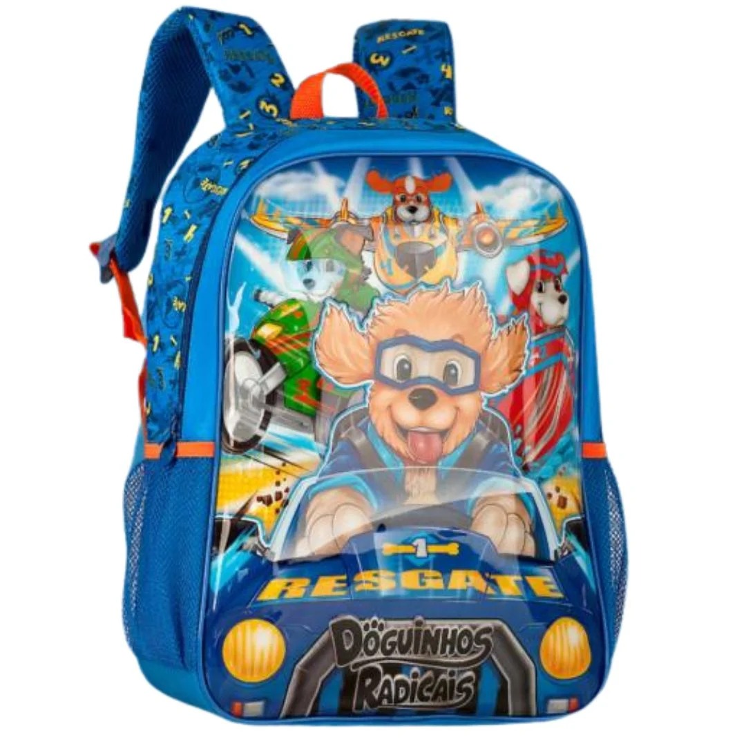 Mochila de Rodinha Lancheira Estojo Doguinhos Radicais Clio - Imagem 2