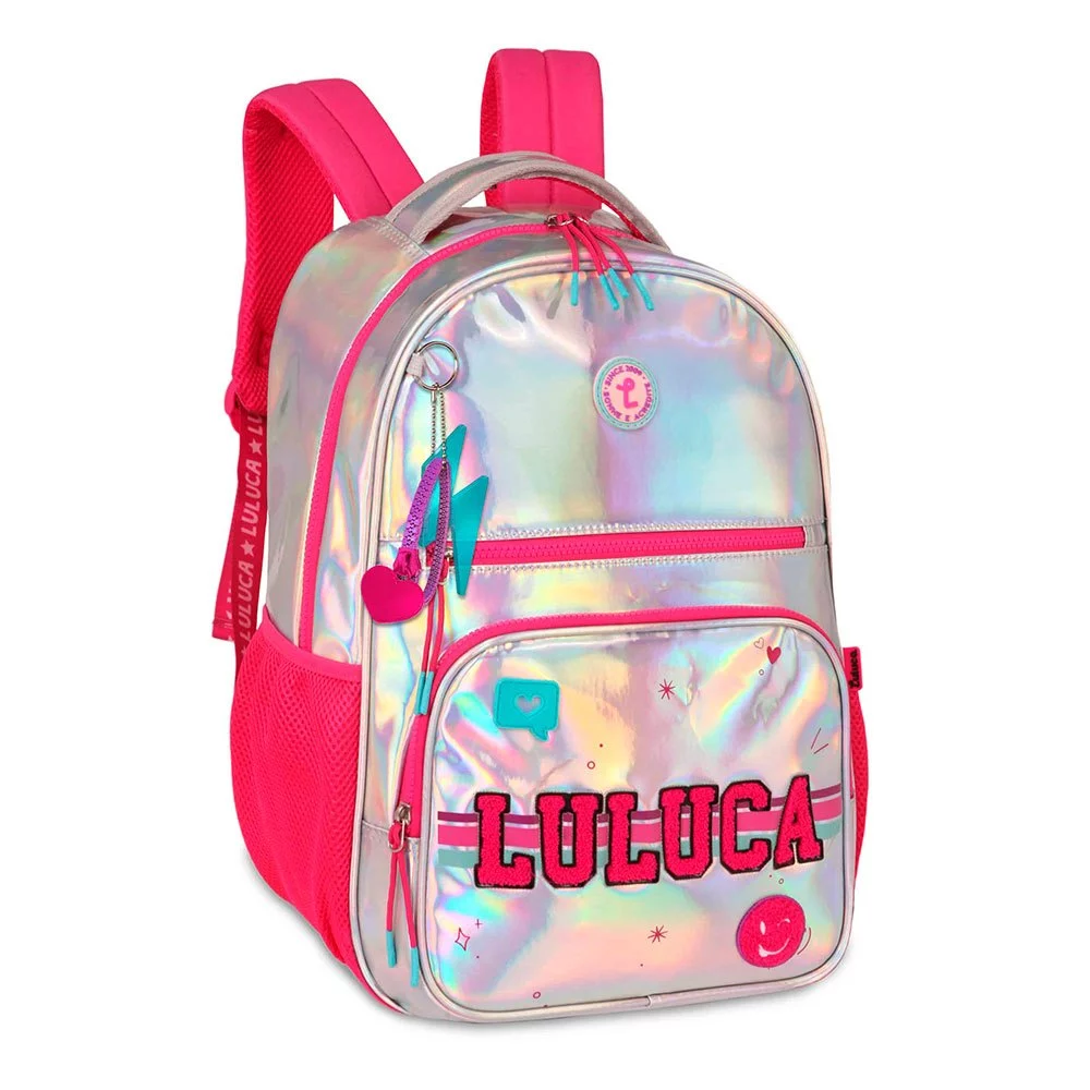 Mochila de Costas Holográfica Rosa Luluca